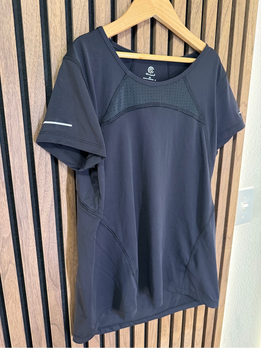 Champion Women’s Black Short-Sleeve Performance Tee with Reflective Detail